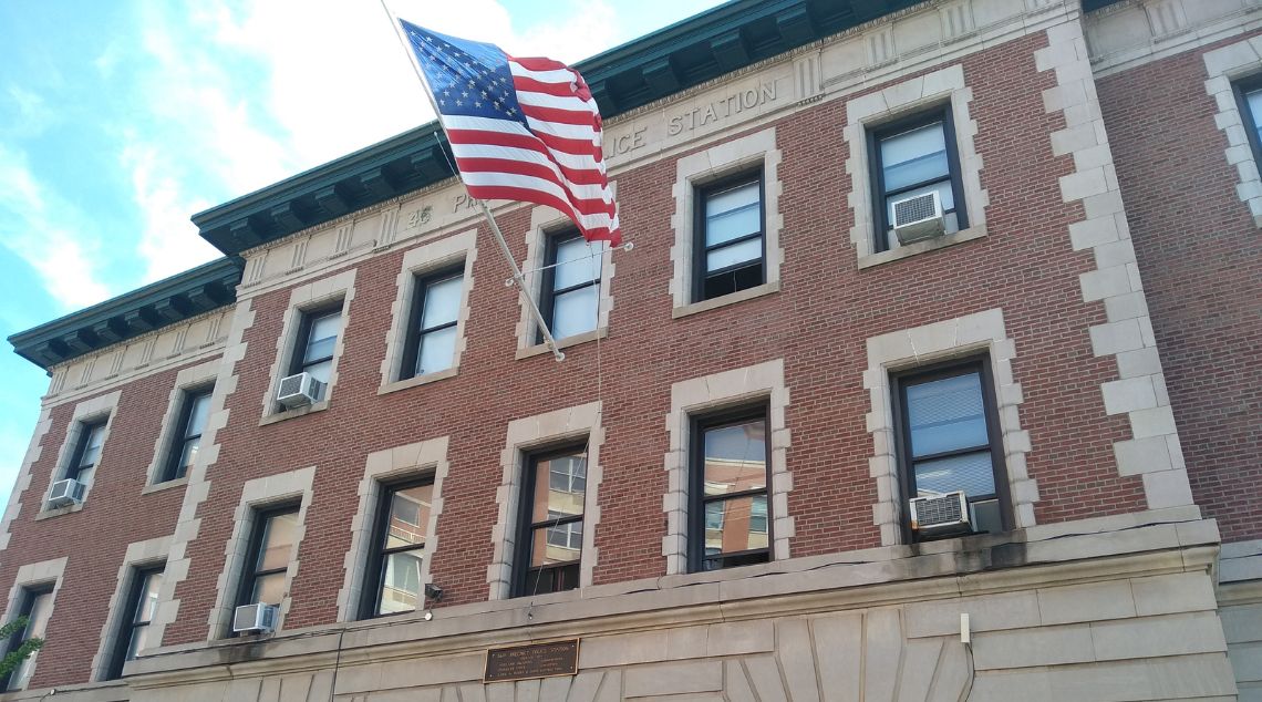 Police station with US Flag